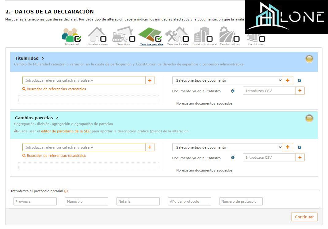 Alteración Titularidad y Cambio en Parcelas Catastro
